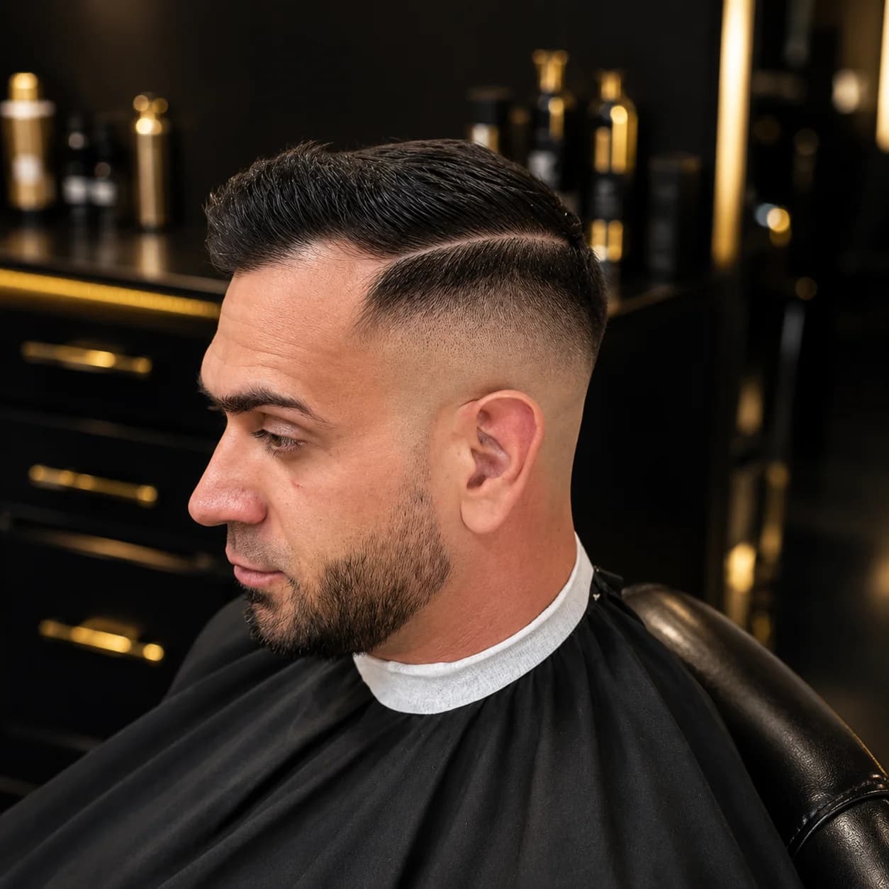 Corte clásico con raya marcada y fade lateral